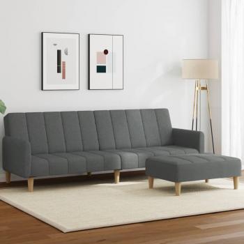 ARDEBO.de - Schlafsofa 2-Sitzer mit Fußhocker Dunkelgrau Stoff