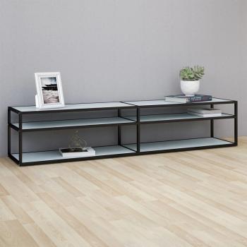 ARDEBO.de - TV-Schrank Weiß Marmor-Optik 200x40x40,5 cm Hartglas