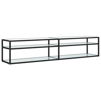 TV-Schrank Weiß Marmor-Optik 200x40x40,5 cm Hartglas