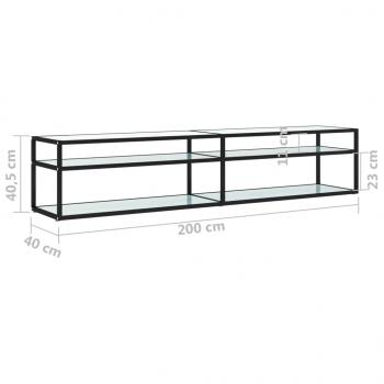 TV-Schrank Weiß Marmor-Optik 200x40x40,5 cm Hartglas