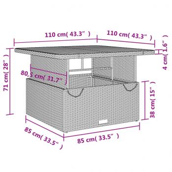 5-tlg. Garten-Essgruppe mit Kissen Schwarz Poly Rattan