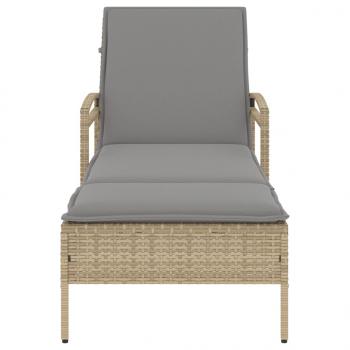 Sonnenliege mit Auflage Beige 63x200x81 cm Poly Rattan