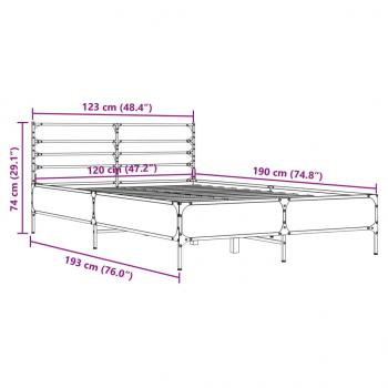 Bettgestell Sonoma-Eiche 120x190 cm Holzwerkstoff und Metall