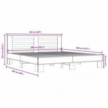 Bettgestell Schwarz 200x200 cm Holzwerkstoff und Metall