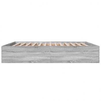 Bettgestell Grau Sonoma 200x200 cm Holzwerkstoff