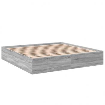 Bettgestell Grau Sonoma 200x200 cm Holzwerkstoff