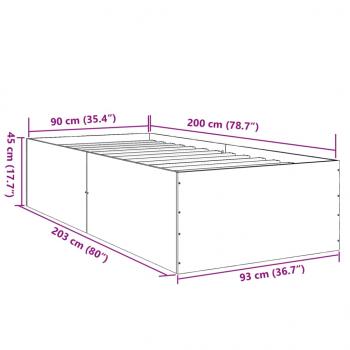 Bettgestell Grau Sonoma 90x200 cm Holzwerkstoff