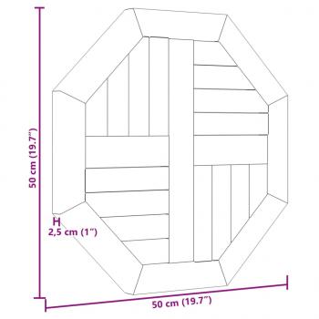 Tischplatte 50x50x2,5 cm Achteckig Massivholz Teak