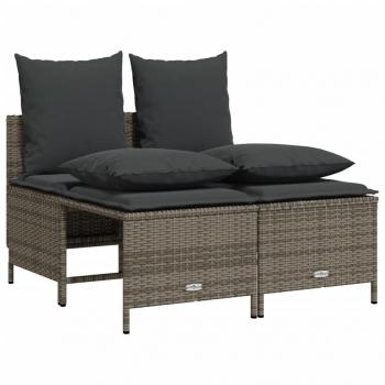 4-tlg. Garten-Sofagarnitur mit Kissen Grau Poly Rattan