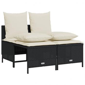 4-tlg. Garten-Sofagarnitur mit Kissen Schwarz Poly Rattan