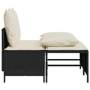 4-tlg. Garten-Sofagarnitur mit Kissen Schwarz Poly Rattan