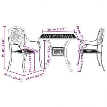 3-tlg. Bistro-Set Grün Aluminiumguss