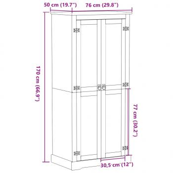 Kleiderschrank Corona 76x50x170 cm Massivholz Kiefer