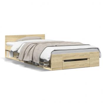 ARDEBO.de - Bettgestell mit Schublade Sonoma-Eiche 90x200 cm Holzwerkstoff