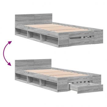 Bettgestell mit Schublade Grau Sonoma 90x200 cm Holzwerkstoff