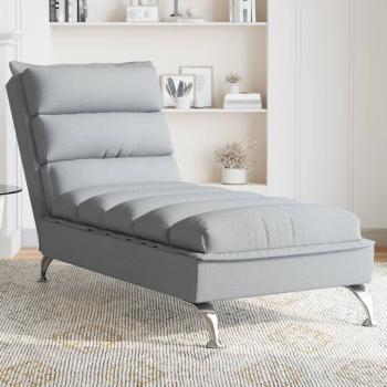 ARDEBO.de - Chaiselongue mit Kissen Hellgrau Stoff