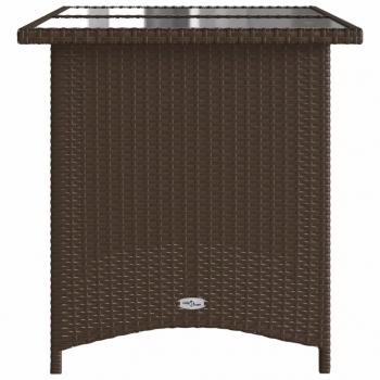 Gartentisch mit Glasplatte Braun 110x68x70 cm Poly Rattan