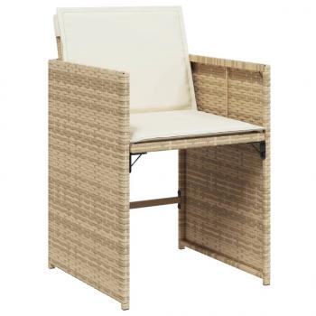 9-tlg. Garten-Essgruppe mit Kissen Beige Poly Rattan