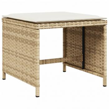 15-tlg. Garten-Essgruppe mit Kissen Beige Poly Rattan