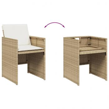 15-tlg. Garten-Essgruppe mit Kissen Beige Poly Rattan