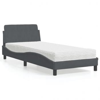 ARDEBO.de - Bett mit Matratze Dunkelgrau 90x200 cm Samt