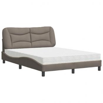 Bett mit Matratze Taupe 140x190 cm Stoff