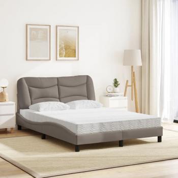 Bett mit Matratze Taupe 140x190 cm Stoff