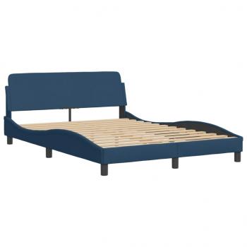 Bett mit Matratze Blau 140x190 cm Stoff