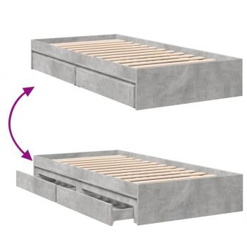 Bettgestell mit Schubladen Betongrau 100x200 cm Holzwerkstoff