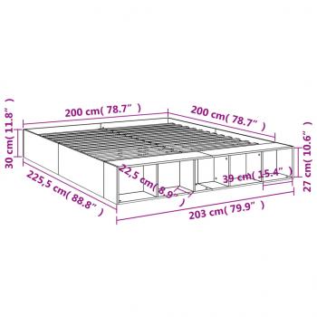 Bettgestell Schwarz 200x200 cm Holzwerkstoff