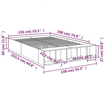 Bettgestell Braun Eichen-Optik 135x190 cm Holzwerkstoff