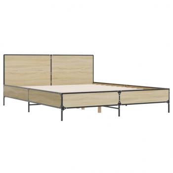 Bettgestell Sonoma-Eiche 120x190 cm Holzwerkstoff und Metall