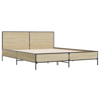 Bettgestell Sonoma-Eiche 135x190 cm Holzwerkstoff und Metall