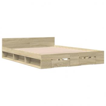 Bettgestell mit Schubladen Sonoma-Eiche 120x190cm Holzwerkstoff