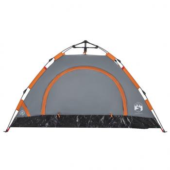 Campingzelt 2 Personen Grau und Orange Quick Release