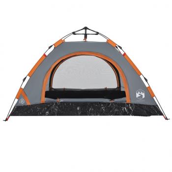 Campingzelt 2 Personen Grau und Orange Quick Release