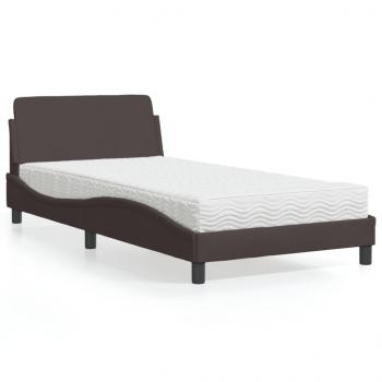 ARDEBO.de - Bett mit Matratze Dunkelbraun 100x200 cm Stoff