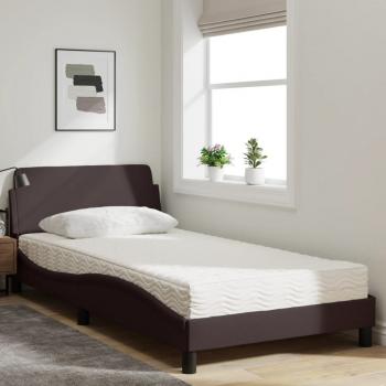 Bett mit Matratze Dunkelbraun 100x200 cm Stoff