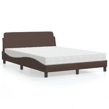 ARDEBO.de - Bett mit Matratze Braun 120x200 cm Kunstleder