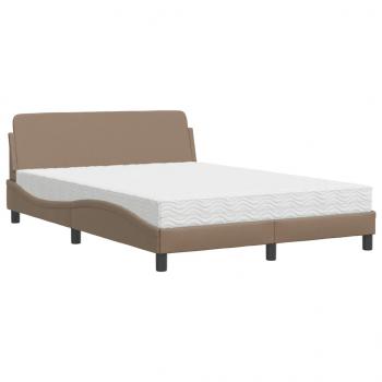 Bett mit Matratze Cappuccino-Braun 140x190 cm Kunstleder