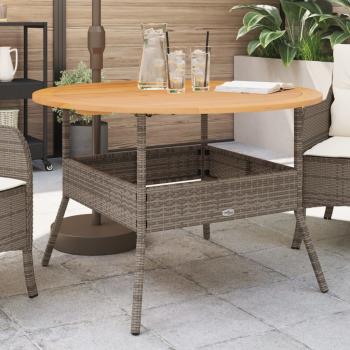 ARDEBO.de - Gartentisch mit Holzplatte Grau Ø110x71 cm Poly Rattan