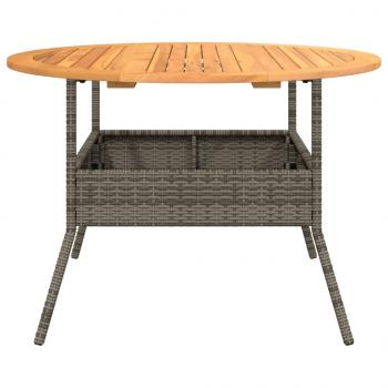 Gartentisch mit Holzplatte Grau Ø110x71 cm Poly Rattan