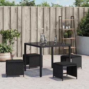 Gartenhocker mit Kissen 4 Stk. Schwarz 40x40x35 cm Poly Rattan