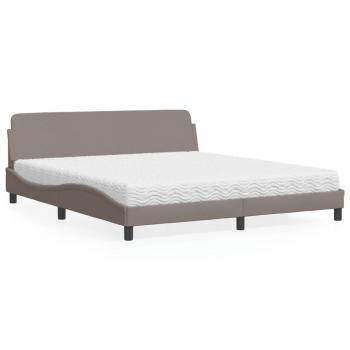 ARDEBO.de - Bett mit Matratze Taupe 180x200 cm Stoff