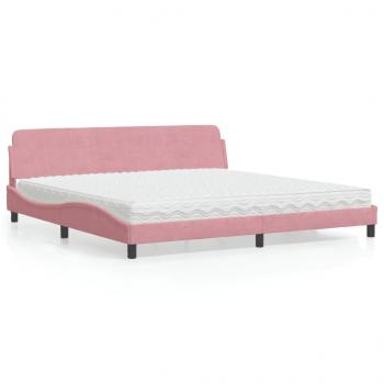 ARDEBO.de - Bett mit Matratze Rosa 200x200 cm Samt