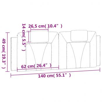 Kopfteil-Kissen Weiß und Schwarz 140 cm Kunstleder