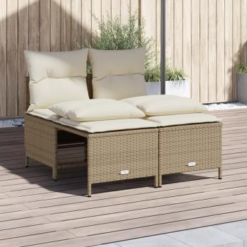 ARDEBO.de - 4-tlg. Garten-Sofagarnitur mit Kissen Beige Poly Rattan