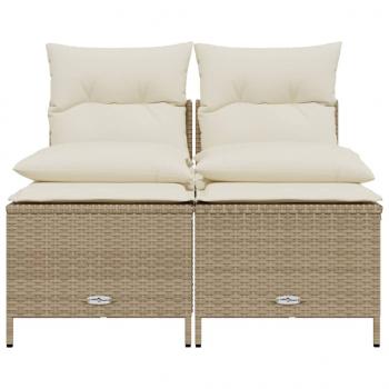 4-tlg. Garten-Sofagarnitur mit Kissen Beige Poly Rattan