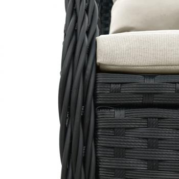 3-tlg. Garten-Essgruppe mit Kissen Schwarz Poly Rattan