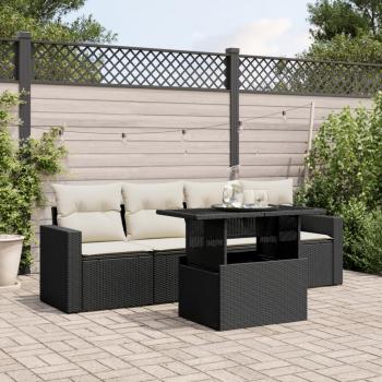 ARDEBO.de - 5-tlg. Garten-Sofagarnitur mit Kissen Schwarz Poly Rattan